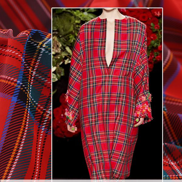 

114cm wide plaid printed silk fabric meter digital printing crepe de chine silk fabric shirt dress wholesale cloth, Black;white