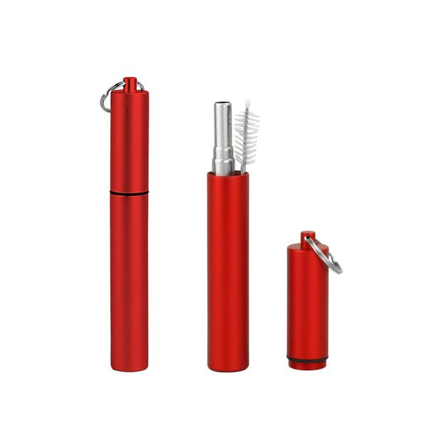

collapsible metal straw set outdoor portable reusable drinking straw with brush stainless steel foldable straws bar kitchen tool vt0616