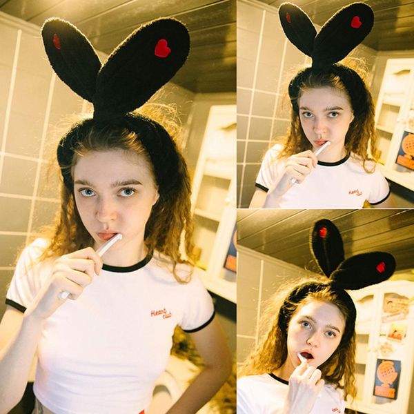Women Big Ears Embroidery Heart Comfortable Wash Face Bathe Hair