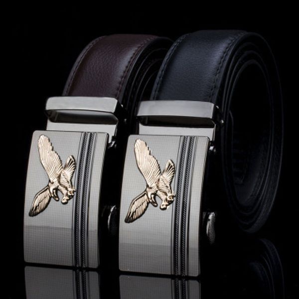 

genuine luxury leather belt fashion brand belts for men metal belt male automatic buckle waist car log, Black;brown