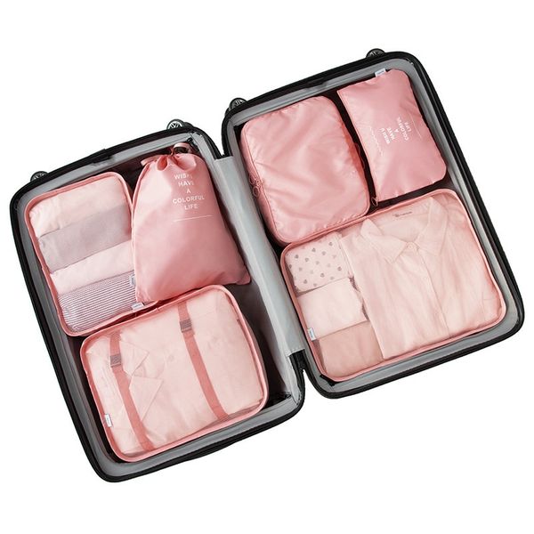 

7pcs/set high-grade suitcase organizer shoes organizer set luggage laundry pouchs packing set travel storage bag
