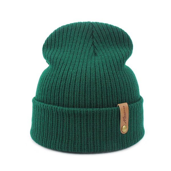 

autumn winter women men knitted skuilles beanies caps hats solid green black white dad cap balaclava beanies hat