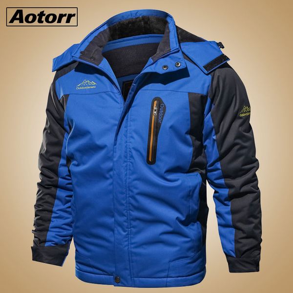 

winter warm outdoor men hoodie waterproof windproof parkas snow coat hiking winter ski sport outdoor mountain skiing jacket 6xl, Black