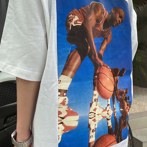 

20ss triangle basketball training sport blue sky hd p printing t-shirt short sleeves men women travel tee summer breathable xshfbcl, White;black