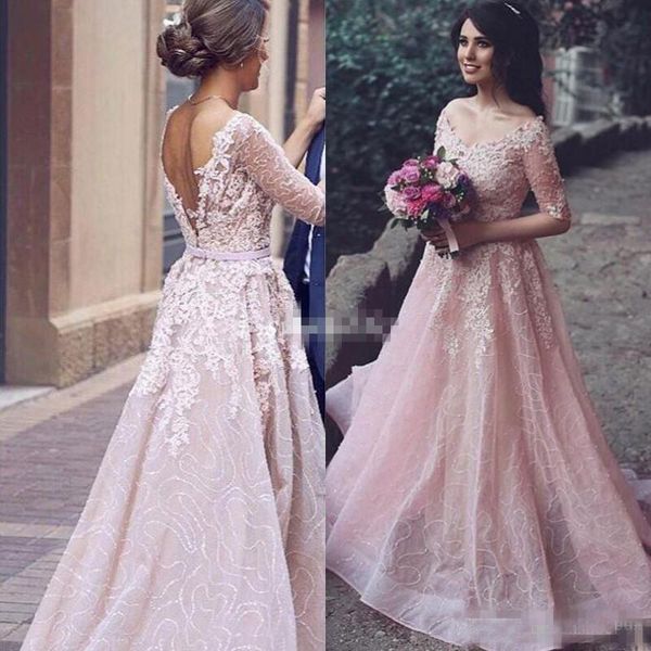 Half Sleeve Formal Evening Dresses For Bride Reception Dresses