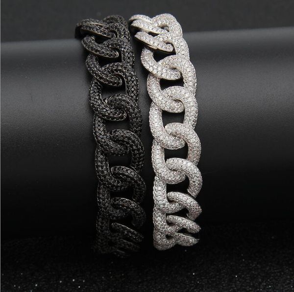 

new zircon cuban bracelet simple men's and women's high-end hip hop jewelry the gift for valentine's day, Black