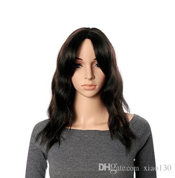 

onedor 19 inch full head wavy kanekalon black auburn highlight hair wig f1b337125440, Black;brown