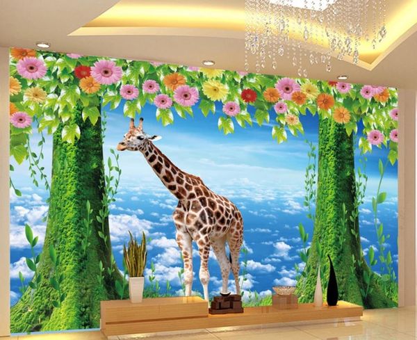 

giraffe 3d background wall 3d wall murals wallpaper for kids room