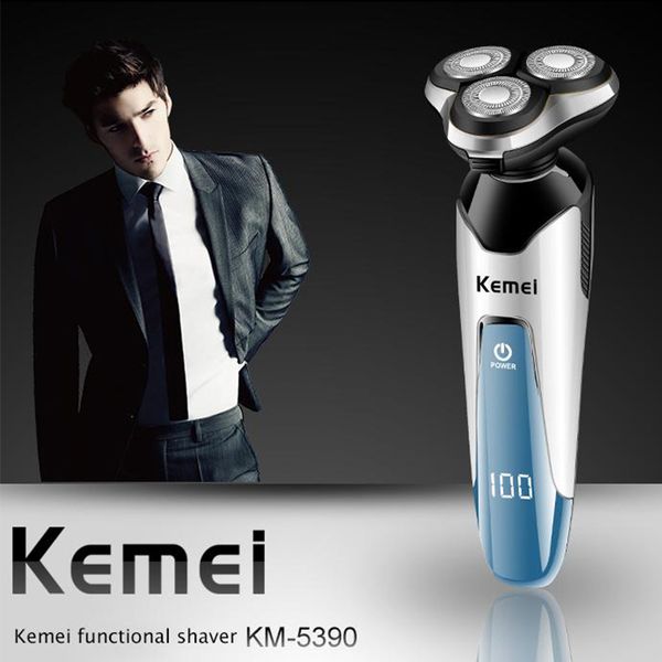 

kemei-5390 4d electric shaver razor men shaving machine nose trimmer rechargeable floating beard shaver waterproof face care
