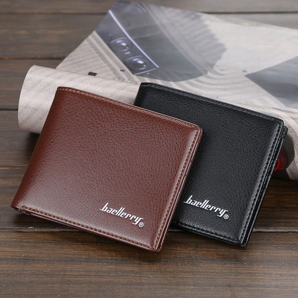 

european and american new men's wallets pu solid color thin multi-card male card package ing, Red;black