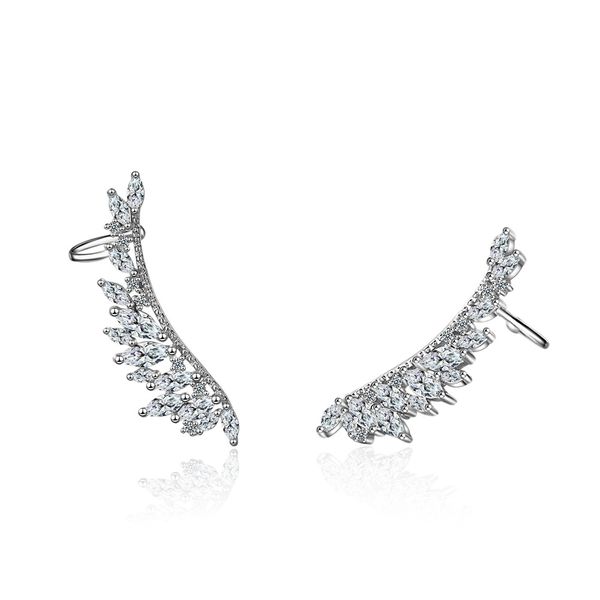

angel wings shine cubic zirconia 925 sterling silver lady stud earrings jewelry women promotion price, Golden;silver