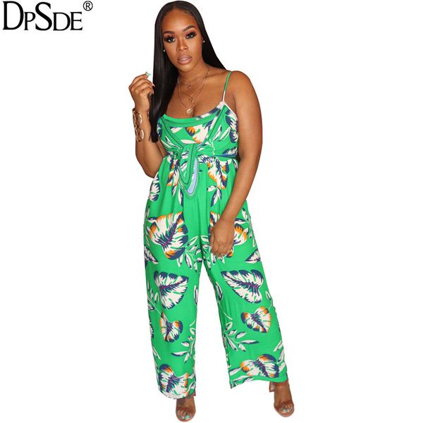 

2020 fashion women new casual holiday style jumpsuits sleeveless condole belt printed loose sashes jumpsuits long pants, Black;white