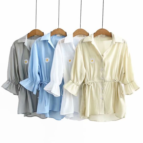 

2020 new fashion brand oversize plus size shirt turn-down collar casual solid, White