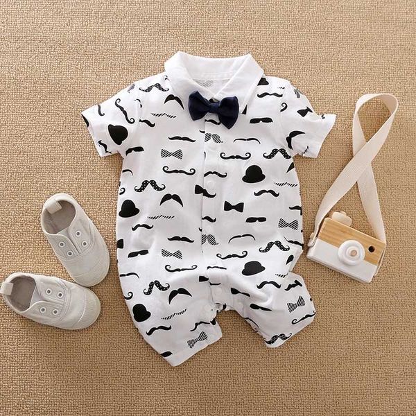 

patpat 2020 new summer and spring baby boy beard allover short-sleeve romper baby & toddler boy one pieces jumpsuits, Blue