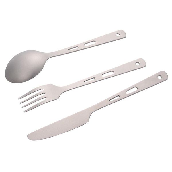 

outdoor camping titanium tableware portable cutlery spoon with fork spoon carabiner bag for travel family bbq