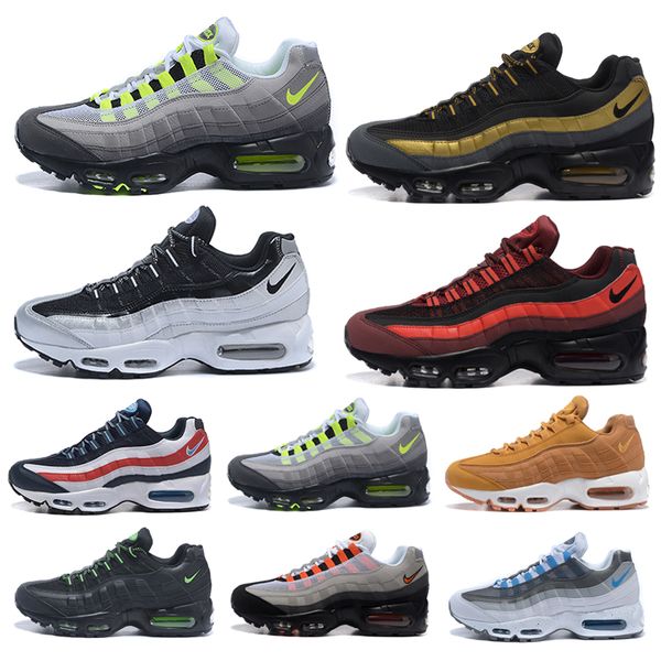 

95 air og cushion men running shoe classic max 95s laser fuchsia red orbit bred aqua neon triple black white mens sneakers trainers, White;red