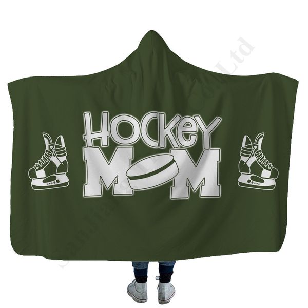 

2019 hockey mom blankets 1.3*1.5m 1.5*2m football sport theme hooded carpet for kids adults winter warm cloak sherpa fleece blanket a110404