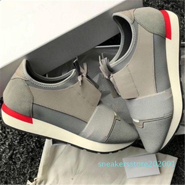 

new brand designer sneakers men womens race runners shoes leather lace up trainer platform show shoe s01, Black