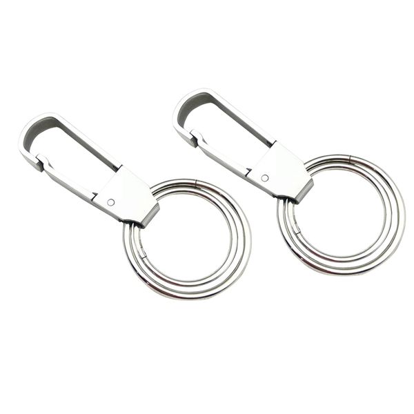 

2pcs stainless steel keychain with belt hook key holder key ring keychain, Silver