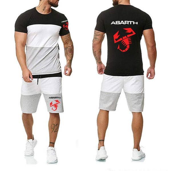 

new 2020 for abarth car printing cotton summer crew neck fashion casual men's t-shirt pants suit 2pcs h