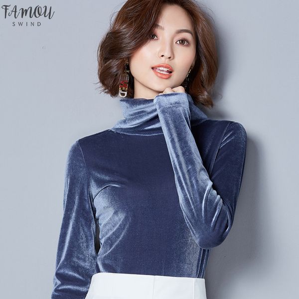 

turtleneck velvet women t shirt autumn winter new fashion t shirt long sleeve basic casual plus size tee shirt femme, White