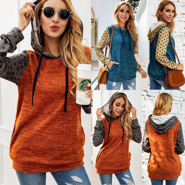 

sell fashion womens ladies long sleeve leopard splice hooded pullover hoodie sweatshirts size s-xl, Black