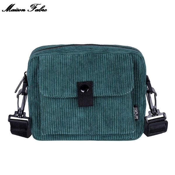 

maison fabre women simple canvas bag corduroy square bag fashion shoulder messenger package fashion portable mobile phone