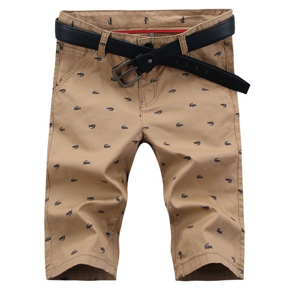 

2020 весна новые случайные шорты мужчины классический fit идеальный short solid 100% хлопок стандартный flat-front stretch крокодил печать з, White;black