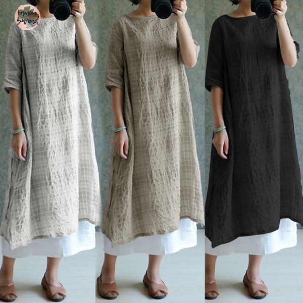 

лето винтаж dress 2019 женщины плед белье платья hi lo дизайнер одежды женщины дамы повседневная свободные сарафан vestidos плюс размер, Black;gray