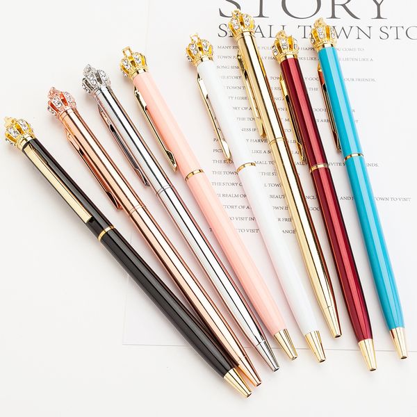 

promotion ads smooth shiny slimeline metal pen fashion crown pen, Blue;orange