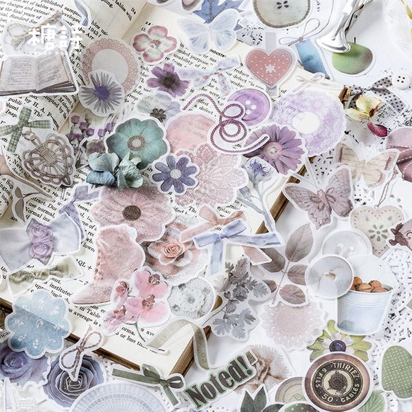

50 pcs/bag vintage butterfly paper sticker pvc decoration paper sticker package diy diary decoration sticker album scrapbooking