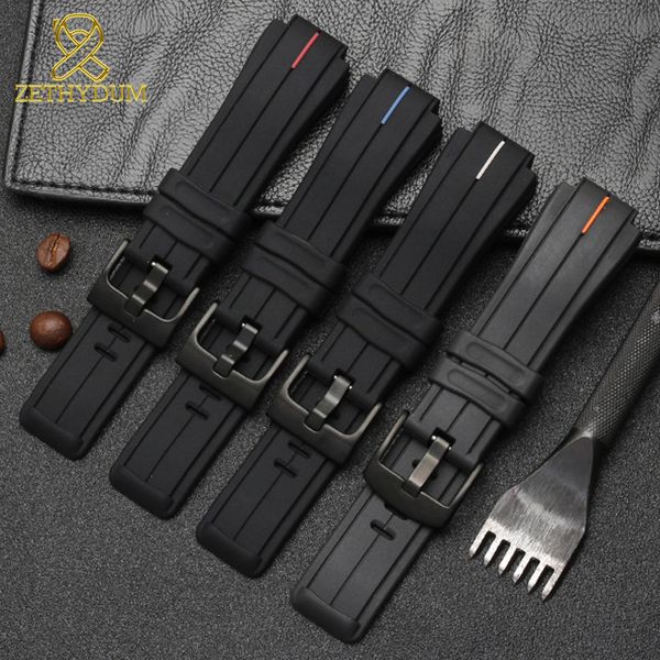 

silicone rubber bracelet 24*16mm watchband for timex t2n720 t2n721 tw2t76300 watch band sports silicone strap, Black;brown