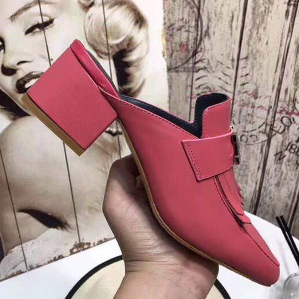 

mules slides woman shoes women plus size women slippers heel 5 cm size35-41, Black