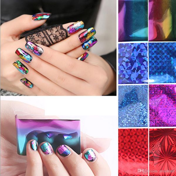 

mix color transfer foil nail art star design sticker decal nails polish, Black