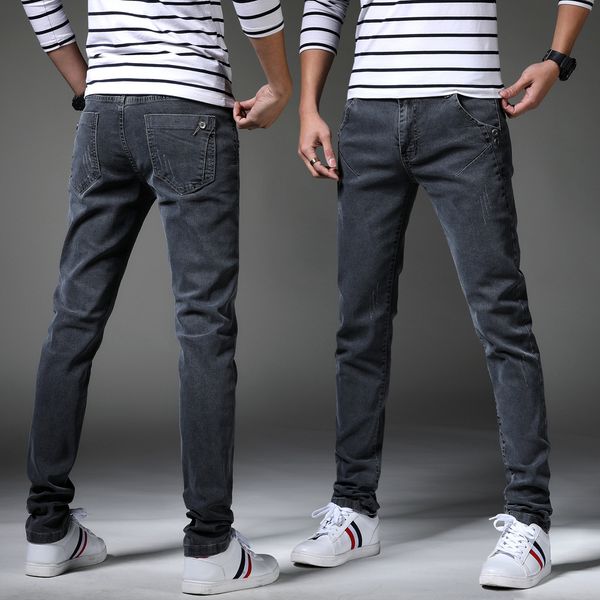 

2019 hip-hop men jeans hiphop distressed slim biker jeans spring casual skinny ripped straight plus size, Blue