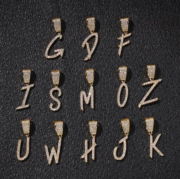 A-Z Lettere Erba Lettera Ciondolo Collane Fascino Uomo Donna Zircone Gioielli Hip Hop 24 pollici 3mm Oro Argento Corda Catena