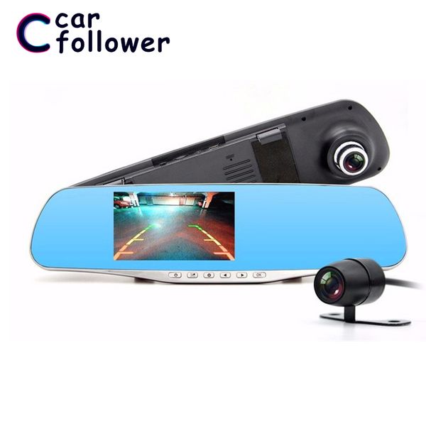 

car dash cam 4.3 inch ips screen fhd 1080p video recorder rearview mirror night vision parking monitor video registrator for car dvr