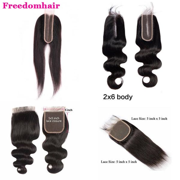 

перуанский indian straight body wave 2 "x6" human hair lace закрытие 130% плотность закрытия с ребенком волос 5x5 кружева закрытие прямой во, Black