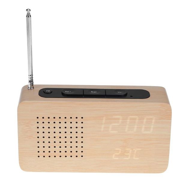 

fm radio wood led alarm clock led display electronic deskclock