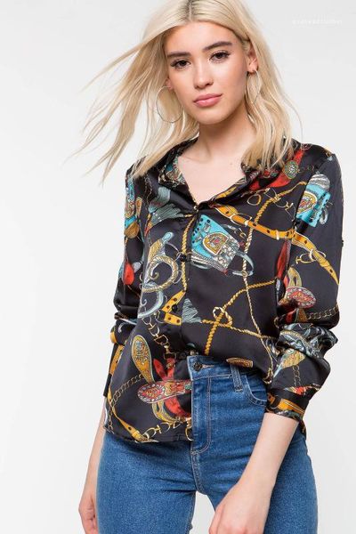 

printed single breast blouses new autumn fashion luxury designer shirts long sleeve shirt women chemise spring, White