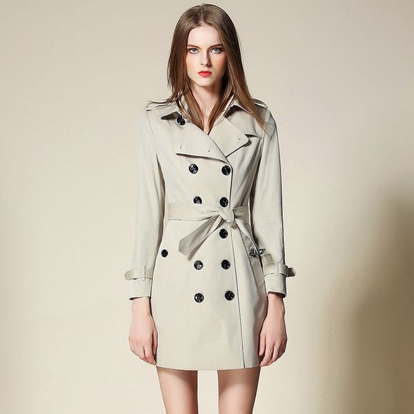 

trench coat long spring waterfall runway dust coats women 2019 plus size double breasted female ladies windbreaker beige outwear, Tan;black