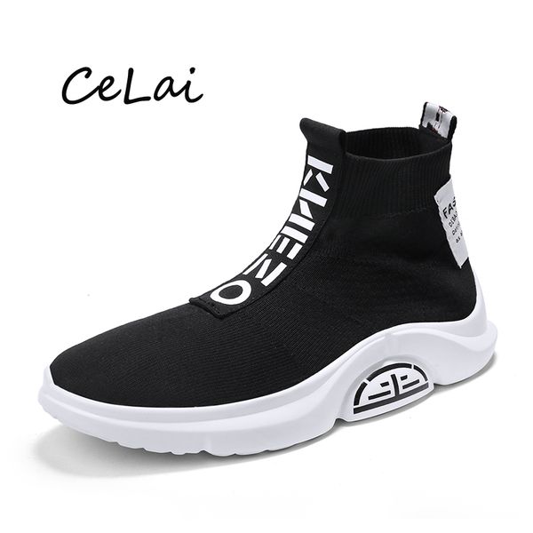 

2020 trendy sock shoes fashion breathable shoes outdoor weaving men loafers lightweight casual sneaker sapatos casuais na17, Black