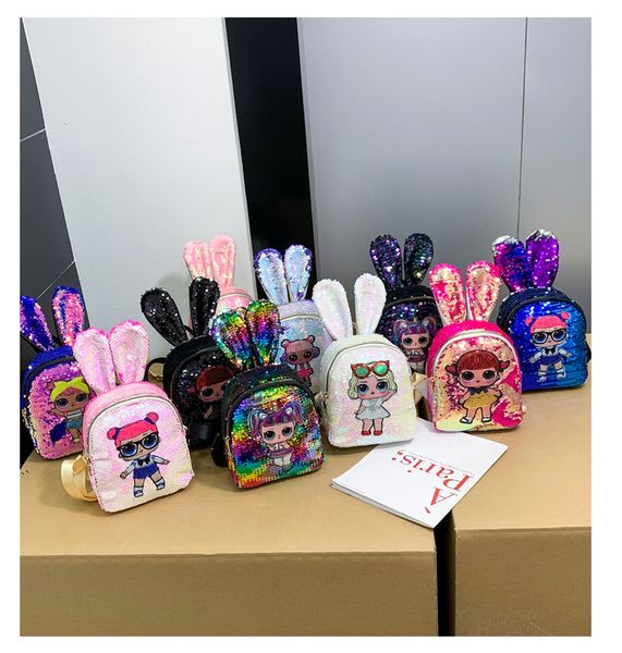 

children's backpack cartoon unicorn sequins teenagers anime kids student school bag travel bling rucksack bags for kid and adult