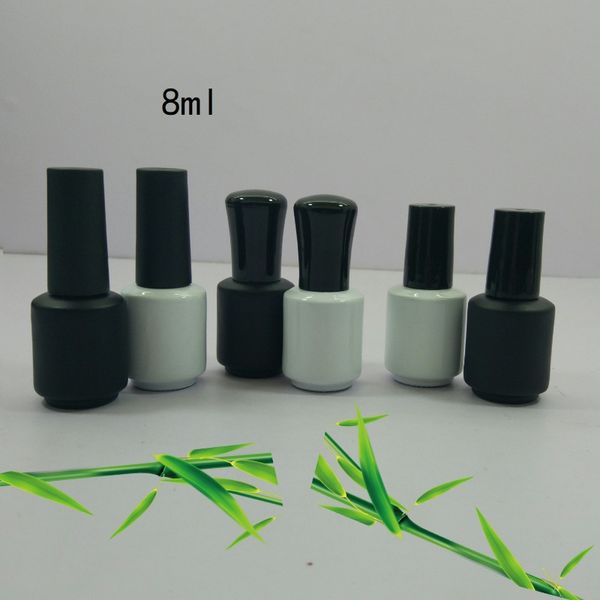 vendita all'ingrosso Tubo per bottiglia di smalto per unghie gel UV vuoto personalizzato colorato bianco nero elegante da 8 ml con tappo a pennello