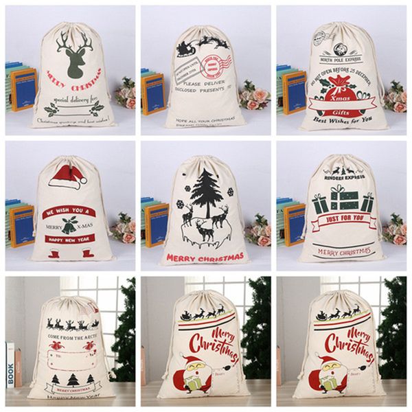 

christmas gift bags large organic heavy canvas bag santa sack drawstring bag with reindeers santa claus sack bags for kids dhl fj493