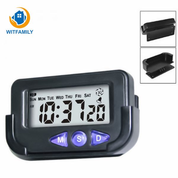 

black 3" screen portable snooze report punctually lcd display clock digital electronic alarm clock car automotive satch