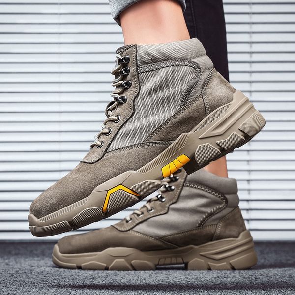 

mring high shoes men's shoes autumn 2019 new winter leather men's casual board tide, Black