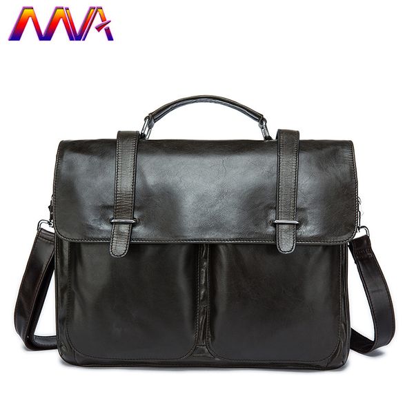 

mva newly men`s leather briefcase 100% genuine leather men briefcase bag women casual cow men shoulder bag