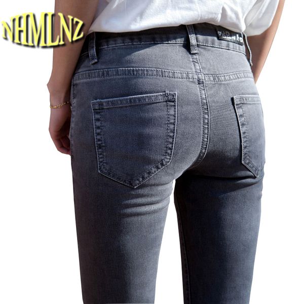 

2019 latest fashion student glamour jeans woman casual large size women spring office jeans tight slim women ok717, Blue