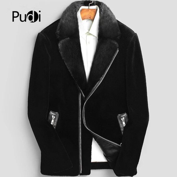 

pudi mt812 2019 men new fashion 100% wool short jackets with collar fall winter casual outwear, Black;brown